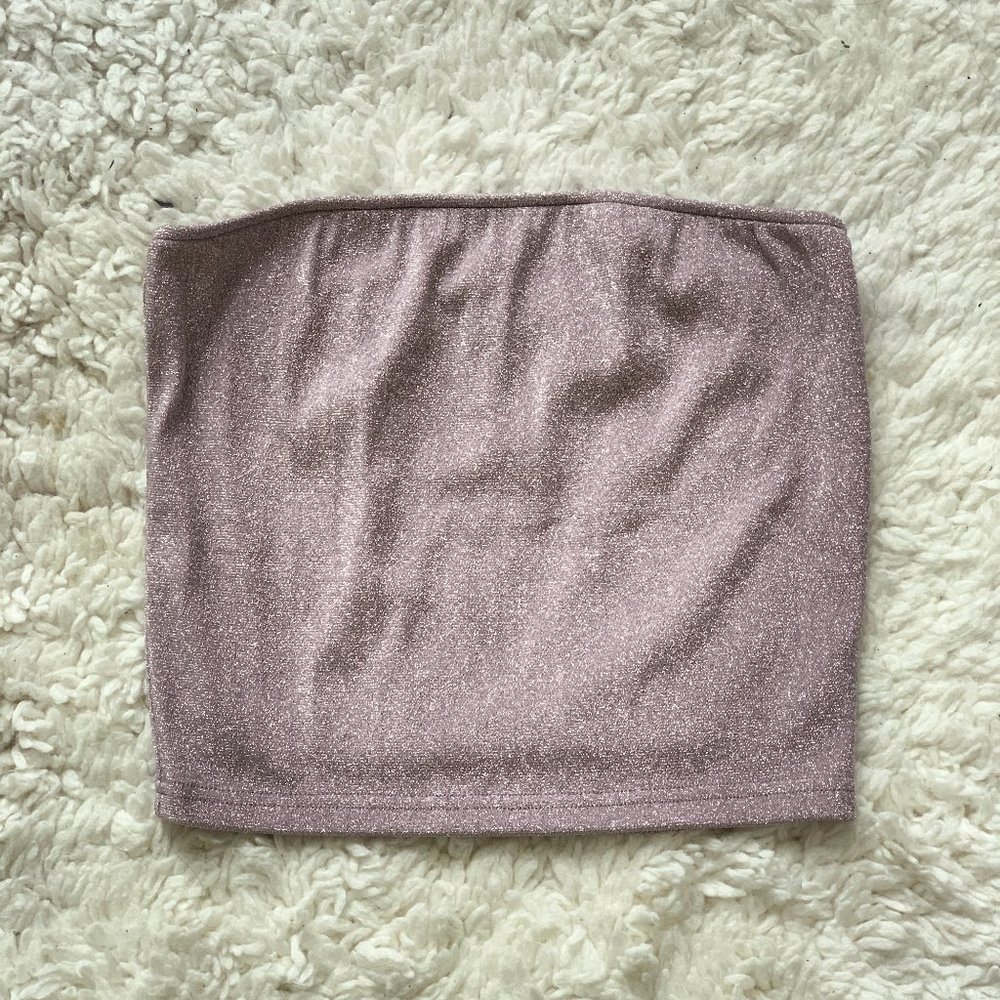 Metallic lavendar cropped tube top